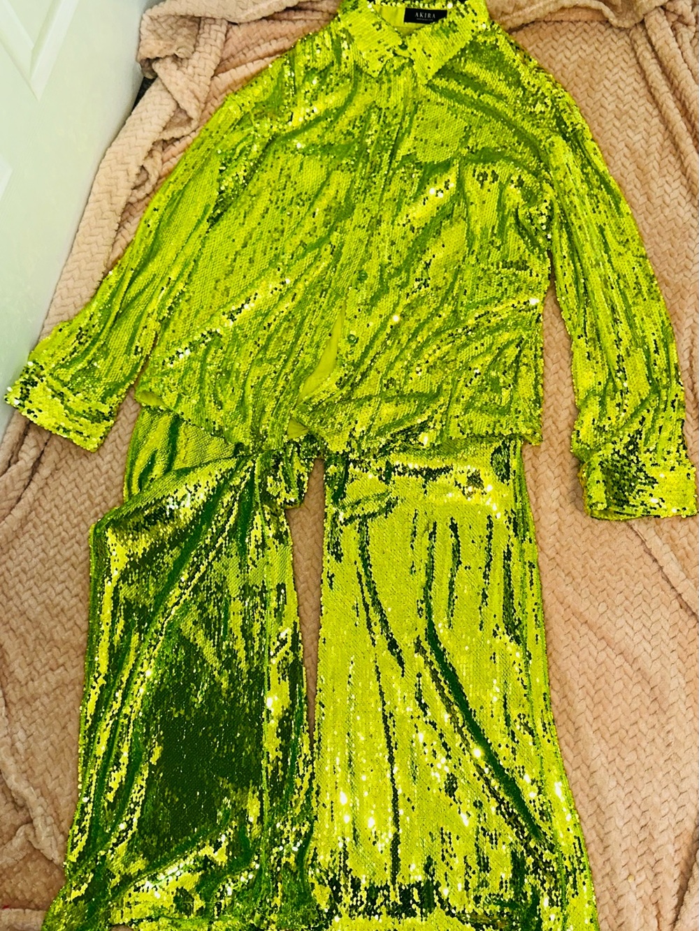 Akira Neon Lime Sequin Two-Piece Set